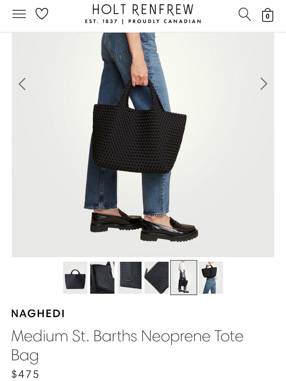NAGHEDI Medium St. Barths Neoprene Tote Bag - Onyx